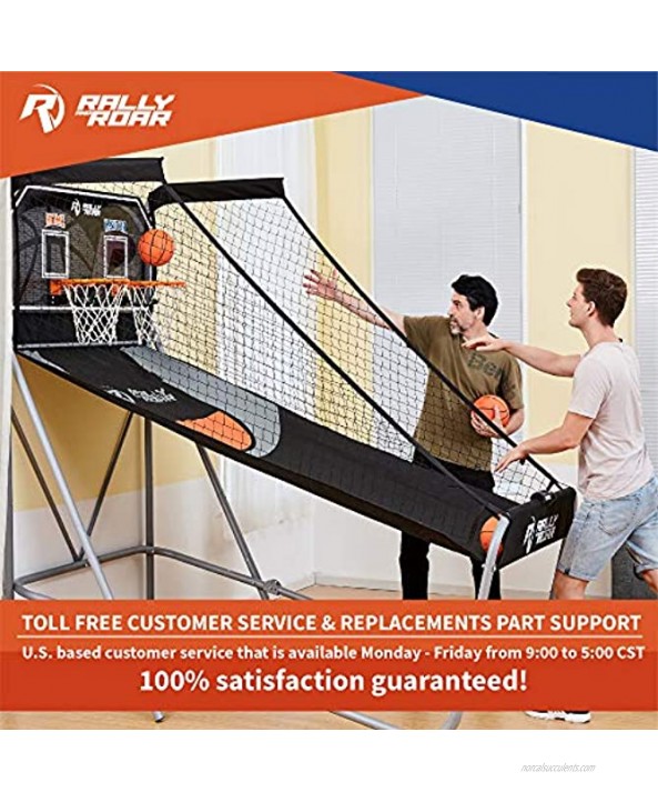 Rally and Roar Folding Indoor Arcade Basketball Game 2 Hoops LED Scoreboard 7 Balls and Pump