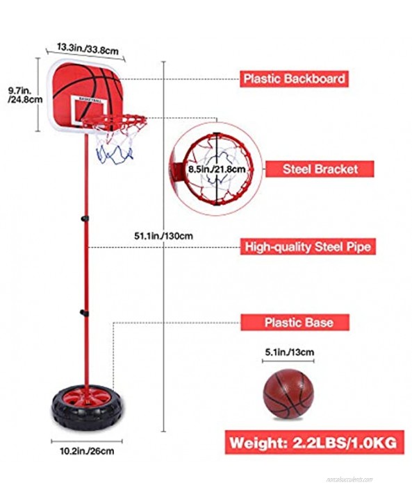 RedSwing Kids Basketball Hoop Adjustable Height Basketball Hoop Stand Set for Baby Toddler Indoor Outdoor Toys,Red