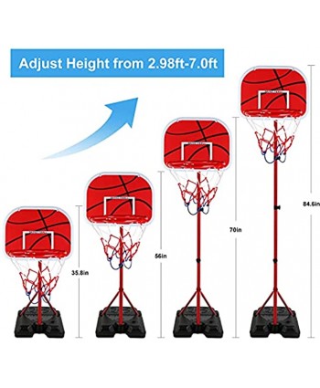 SmartYeen Kids Basketball Hoop,Adjustable Height 2.98 ft 7 ft Indoor Mini Basketball Hoop for Toddler Outdoor Toys Basketball Goal Age 3 4 5 6 7 8 Year Old Toys Boys Girls