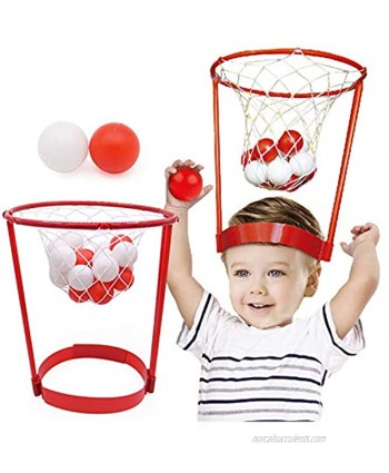 Srenta Mini Basketball Headband Hoop Game Basketball Party Game for Kids Adjustable Basket Net Headband with 20 Balls Headband Basketball Hoop Games for Boys and Girls