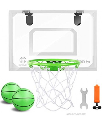 SUPER JOY Pro Indoor Mini Basketball Hoop Over The Door Wall Mounted Basketball Hoop Set with Complete Accessories Basketball Toy for Kids & Adults