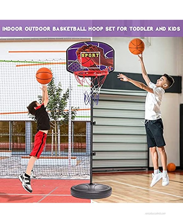 TNELTUEB Basketball Hoop for Kids Stand Adjustable Height Up to 5.3 FT Mini Basketball Ball Hoop Indoor Outdoor Toy for Boys Girls Age 3-8 1 Hoop 3 Balls 2 Premium Pump
