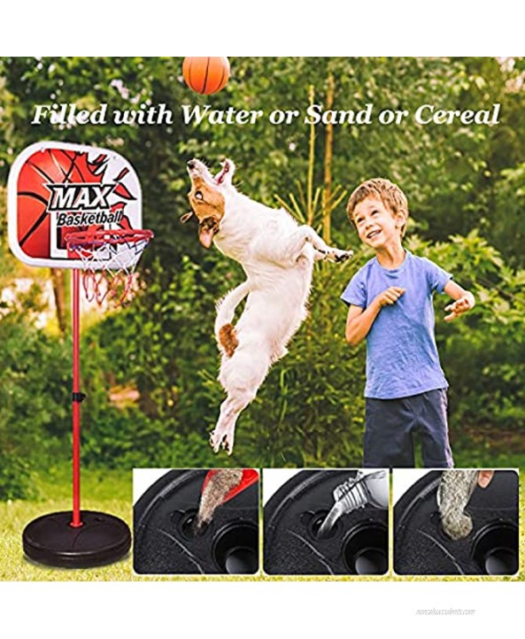 Toddler Basketball Hoop Stand Adjustable Height 2.5 ft -5.1 ft Mini Indoor Basketball Goal Toy with Ball Pump for Baby Kids Boys Girls Outdoor Outside Yard Backyard Games