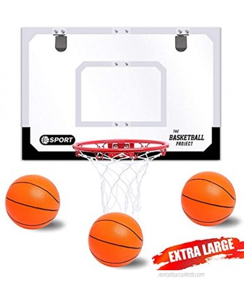 Upgrade Basketball Hoop Set for Kids & Adults-Extra Large 24” x 16” Pro Indoor Basketball Hoop for Door & Wall with 3 Balls & Complete Accessories Basketball Toy Gift Perfect for Boys Girls Teens