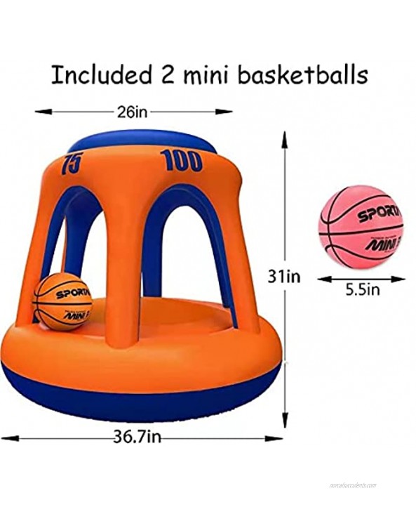 YAPASPT Swimming Pool Basketball Hoop Set，Floating Water Basket Ball for Kids Adults Summer Outdoor Water Sport Game Toys with 2 Balls Included Perfect for Competitive Water Play and Trick Shots