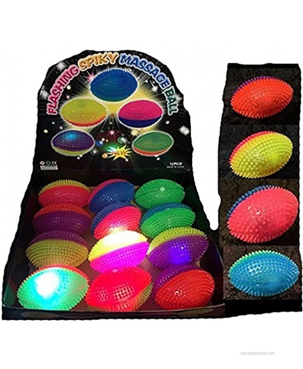 4 Pieces of Spiky Light Up Flashing Footballs Made From Soft Rubber in Assorted Colors