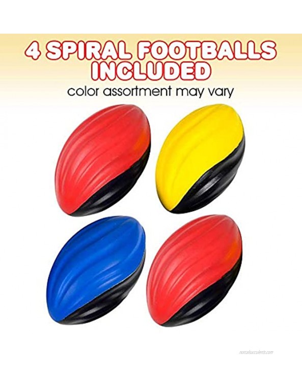 ArtCreativity Two-Toned Spiral Footballs for Kids Set of 4 Fun Foam Sports Toys for Outdoors Indoors Pool Picnic Camping Beach Sports Party Favors for Boys and Girls