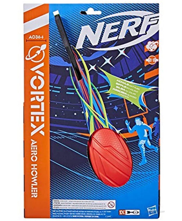 NERF Vortex Aero Howler Foam Ball – Classic Long-Distance Football -- Flight-Optimizing Tail -- Hand Grip – Indoor and Outdoor Fun