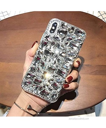 Ostop Bling Diamond Case Compatible with Moto G Power 2021 Crystal Shiny Rhinestone Case,Sparkle Full Stones Clear Glitter Homemade 3D Gems Women Girls Protective Back Cover,White