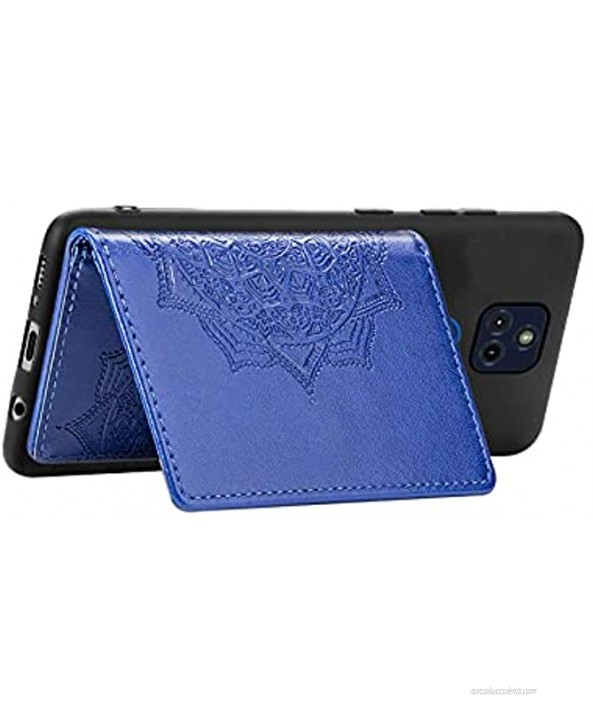 Ostop Wallet Case Compatible with Blackview A80 Cover Vintage Business Purse with Card Slots,Premium PU Leather Embossed Mandala Flip Shell with Magnetic Clasp and Stand,Dark Blue