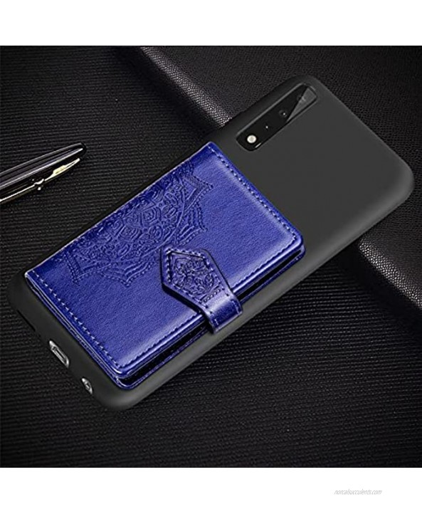 Ostop Wallet Case Compatible with LG K22 K22 Plus Cover Vintage Business Purse with Card Slots,Premium PU Leather Embossed Mandala Flip Shell with Magnetic Clasp and Stand,Dark Blue
