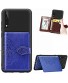 Ostop Wallet Case Compatible with LG K22 K22 Plus Cover Vintage Business Purse with Card Slots,Premium PU Leather Embossed Mandala Flip Shell with Magnetic Clasp and Stand,Dark Blue