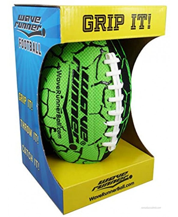 Wave Runner Grip It Waterproof Football- Size 9.25 Inches with Sure-Grip Technology | Let's Play Football in The Water! Random Color