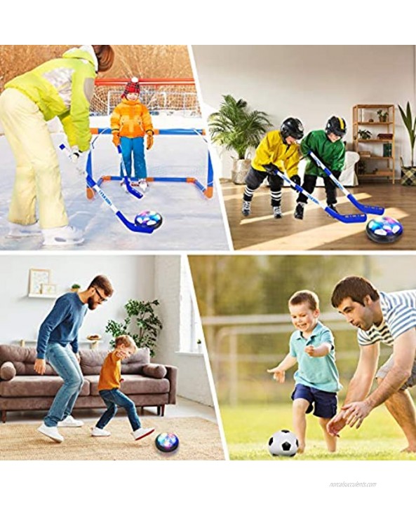 Cleboen Hover Hockey Soccer Ball Kids Toys Set USB Rechargeable Hockey Floating Air Soccer with LED Light Indoor Training Ball Hockey Game Gifts for 3 4 5 6 7 8 9 10 11 12 Year Old Boys Girls