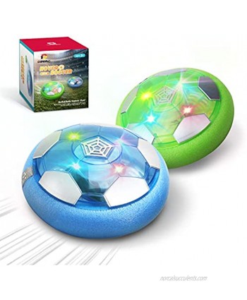 DEERC Kid Toys DE46 Hover Soccer Ball-Set of 2 Rechargeable Air Indoor Soccer Ball with LED Lights and Soft Foam Bumpers Football Games Toy Best Gifts for Toddlers,Boy and Girls,No AA Battery Needed