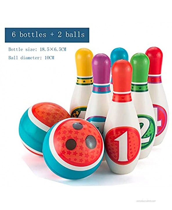 HDZW Kids Bowling Set Toddlers Toys Printed with Number Educational Outdoor Toys for Boys Girls Sport Outside Gift Birthday Party Gift 6.7 Color : SZ Size : 6 Bottles+2 Ball