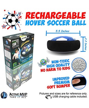 Hover Soccer Ball Boy Toys Rechargeable Toddlers Kids Indoor Air Soccer Ball Floating LED Light Up Power Kick Disc Fun with Foam Bumper No AA Battery Needed Gift For Boys Girls Age 2 3 4 5 6 7 8 9