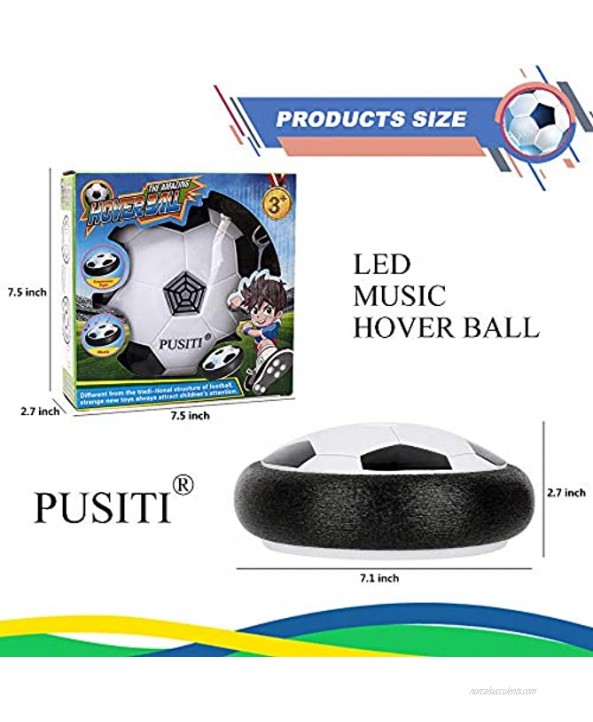 PUSITI Kids Hover Ball Toys 7 Inch Soccer Ball with LED Light and Music Foam Bumper Air Hover Ball for Indoor and Outdoor Game for Teens Boys and Girls Child Age 3 4 5 6 7 8 and Up Sport Toys