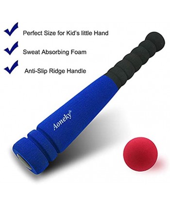 Aoneky Mini Foam Baseball Bat and Ball for Toddler 11.8 inch