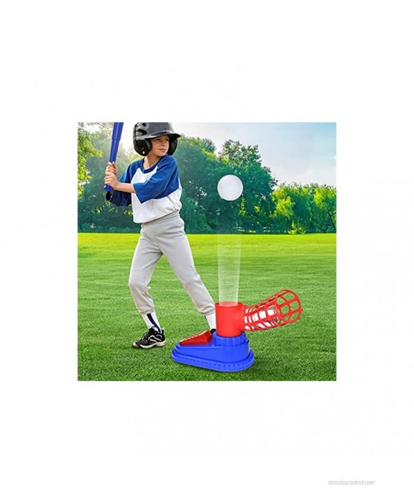 Baseball Pitching Machine Toys with 3 Baseballs and Bat Baseball Pitcher T Ball Launcher Toy Outdoor Training Ball Play Sport Games for Kids Boys Girls Assorted Color WULOVEMI