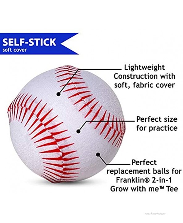 Botabee Kids’ Replacement T-Ball with Self-Stick Soft Cover | Compatible with Franklin Grow-with-Me Baseball Tee | 6 Pack