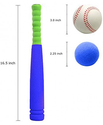 CeleMoon [Mini Size] Super Safe Kids Foam 16.5 inch Baseball Bat Toys with 2 Balls for Children Age 3 yrs Old Portable Carrying Bag Included Blue