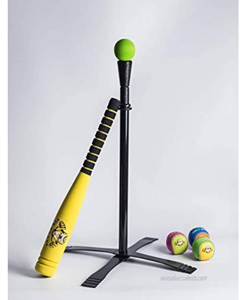 Haqaqa 23.62 Inch Soft Foam Baseball Toys Batting Tee Set for 3-8 Years Old Kids 4 Colored Safe Stable T Ball Hitting Tee for Toddlers