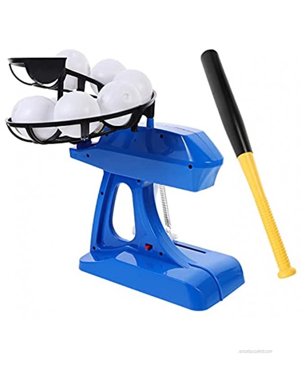 NUOBESTY 1 Set Automatic Baseball Pitching Machine Toys with 10 Baseballs and Bat Blue Baseball Pitcher T Ball Launcher Toy Baseball Tennis Training Outdoor Toy for Kids Games