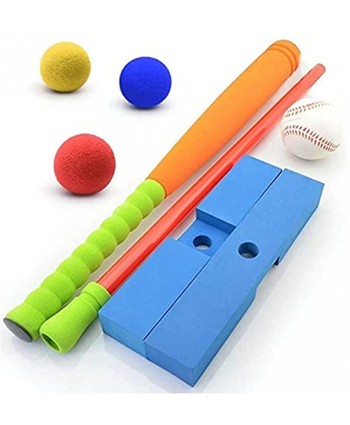 T-Ball Set for Toddlers Kids Soft Foam T Ball Baseball Set Toy 4 Different Colored Balls for Kids Over 3 Years Old Color : Orange Size : One Size