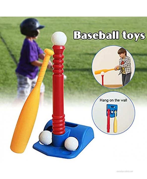 Xiaobaicai T-Ball Set for Toddlers Kids Baseball Tee Game Toy Set Includes 2 Balls Adjustable T Height Improves Batting Skills,Baseball Toy Set Easy to Install