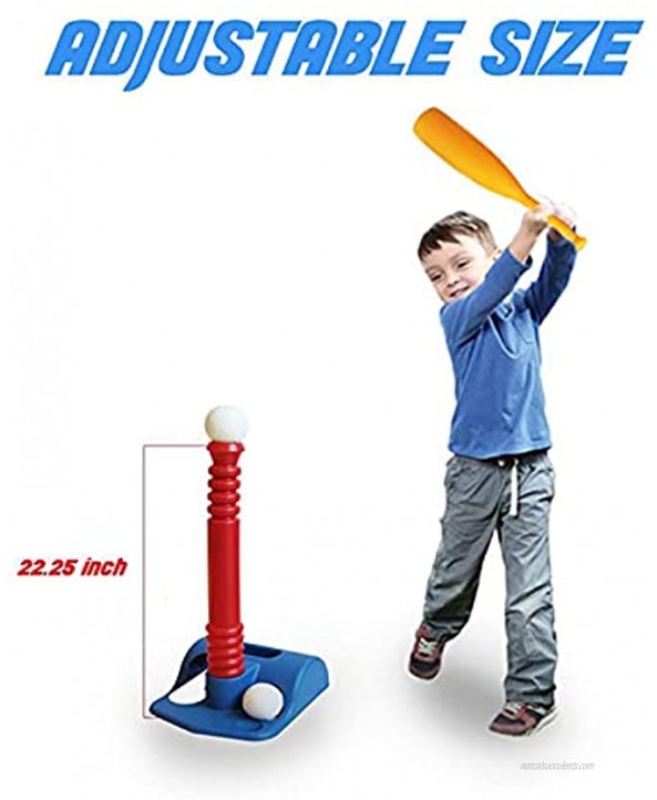 Xiaobaicai T-Ball Set for Toddlers Kids Baseball Tee Game Toy Set Includes 2 Balls Adjustable T Height Improves Batting Skills,Baseball Toy Set Easy to Install