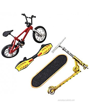 Miniature Finger Toy Set for Boys Including Bicycle Skateboard Vitality Board Scooter Vehicle Crafts Decor for Home Red