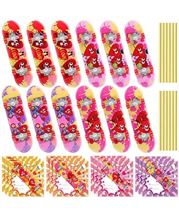 PRETYZOOM Finger Skateboards with Gift Cards for Birthday Party Classroom Exchange Prizes-Mini Finger Skater Fingerboards Kids Children Valentines Party Favors