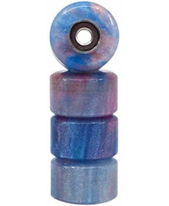 Teak Tuning Apex 77D Urethane Fingerboard Wheels New Street Shape 7.7mm Diameter Ultra Spin Bearings Geode Series Made in The USA Tanzanite Swirl Colorway
