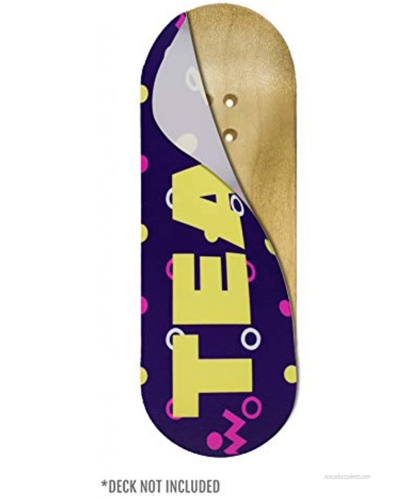 Teak Tuning Fingerboard Deck Graphic Confetti Teak Logo Adhesive Graphics to Customize Your 32mm Fingerboard Deck 110mm Long 35mm Wide 0.2mm Thick Waterproof Vinyl