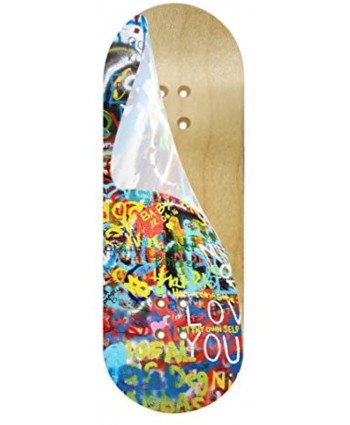 Teak Tuning Fingerboard Deck Graphic Graffiti Wall Adhesive Graphics to Customize Your 32mm Fingerboard Deck 110mm Long 35mm Wide 0.2mm Thick Waterproof Vinyl Includes Mini File