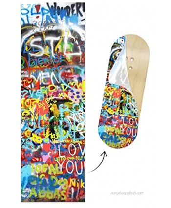 Teak Tuning Fingerboard Deck Graphic Graffiti Wall Adhesive Graphics to Customize Your 32mm Fingerboard Deck 110mm Long 35mm Wide 0.2mm Thick Waterproof Vinyl Includes Mini File