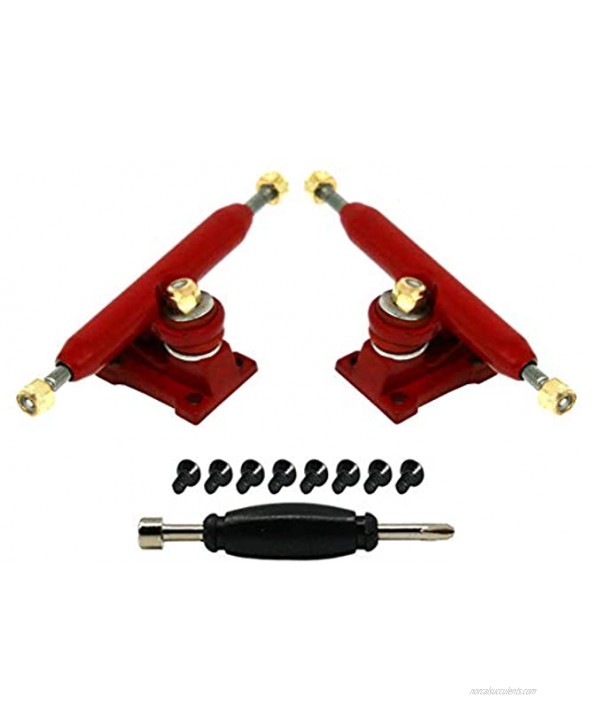 Teak Tuning Prodigy Fingerboard Trucks with Upgraded Lock Nuts Red Colorway 32mm Wide Professional Shape Appearance & Components Includes Standard Tuning