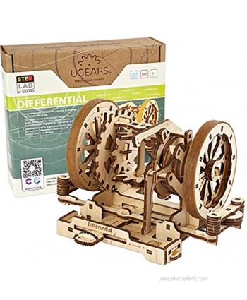 UGEARS STEM Differential Model Kit Creative Wooden Model Kits for Adults Teens and Children DIY Mechanical Science Kit for Self Assembly Unique Educational and Engineering 3D Puzzles with App