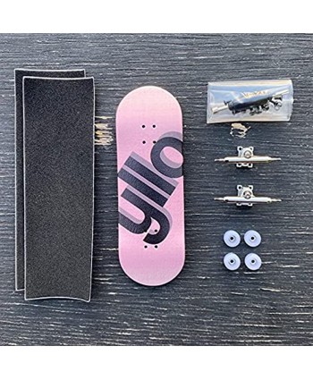 Yllo Pink Complete 5 Ply Wood 100mm x 33mm Fingerboard with Upgraded 32mm Trucks Lock Nuts CNC Wheels