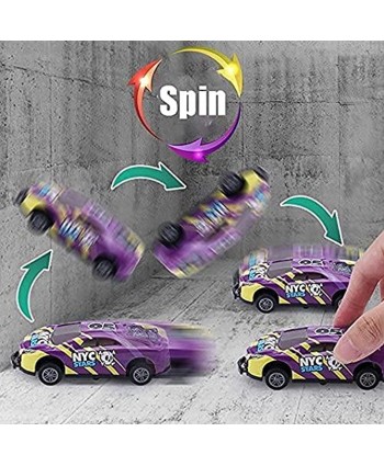 6Pcs Stunt Toy Car- Pull Back Catapult Car 360 ° Rotatable Toy Car Small Jumping Inertial Stunt Car Alloy Pull Back Vehicles for Kids Boys