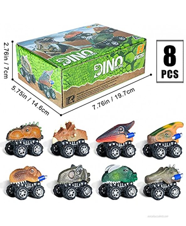ABCaptain Dinosaur Toy Pull Back Cars Dino Monster Trucks Set for 3 4 5 6 7 Year Old Boys and Girls Animals Friction Powered Vehicle Party Favor Easter Christmas Birthday Gifts for Kids