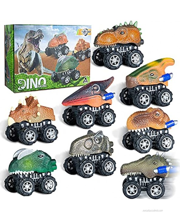ABCaptain Dinosaur Toy Pull Back Cars Dino Monster Trucks Set for 3 4 5 6 7 Year Old Boys and Girls Animals Friction Powered Vehicle Party Favor Easter Christmas Birthday Gifts for Kids