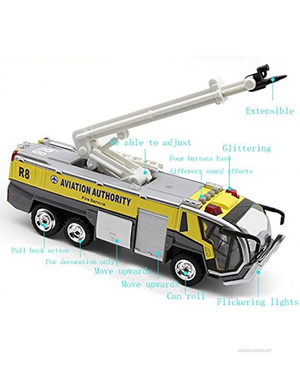 Ailejia Airport Fire Truck Engine Pullback Friction Toy Airport Firetruck Model Lights and Music White