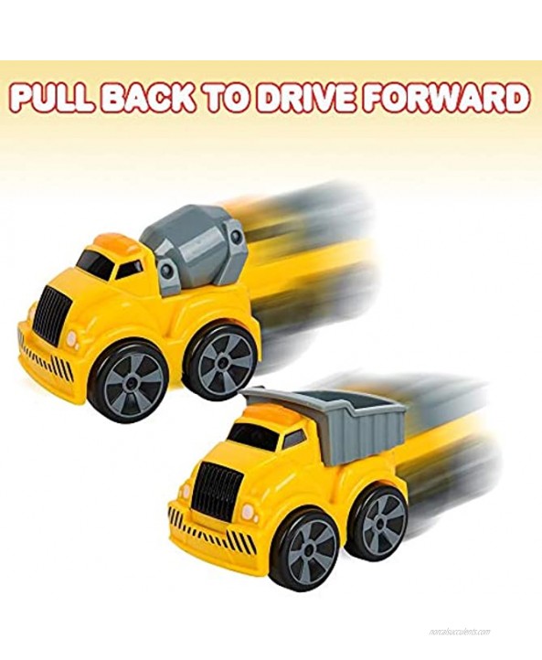 ArtCreativity 3.5 Inch Pull Back Construction Vehicle Toys for Kids Set of 3 Includes Mini Dump Truck Tow Truck and Concrete Mixer Best Gift Party Favors for Boys and Girls Yellow and Grey