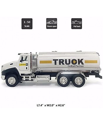 BWGQ Tanker Trailer Truck Model Car Diecast Pull Back Construction Toy Friction Powered Transporter Truck Realistic Look and Openable Doors Great Gift for Children