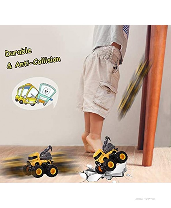 Construction Truck Toys 4 Pack Push & Go Engineering Vehicles with Excavator Dump Crane Mixer Pull Back Car Toys for Kids Birthday Christmas Party Supplies Gifts for 3 4 5 6 7 8 Years Old Boys Girls