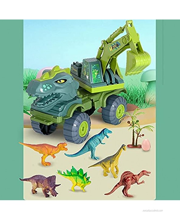 Dinosaur Excavator Engineering Vehicle Toy Construction Truck Toys Push and Go Friction Powered Cars Monster Vehicles Kids Birthday Party Favors Gifts for 3+ Year Old Boys Girls