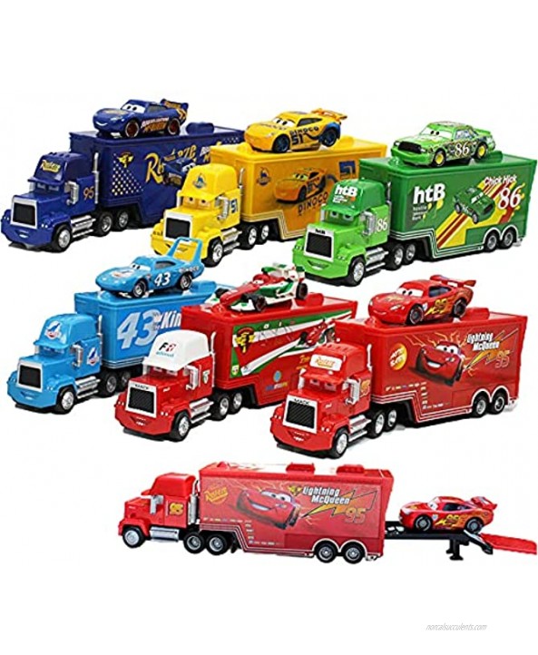 GEFU Movie Cars Toys Red Lightning McQueen Mack Hauler Truck & Racer Speed Racers Metal Toy Car 1:55 Loose Kid Toys 14
