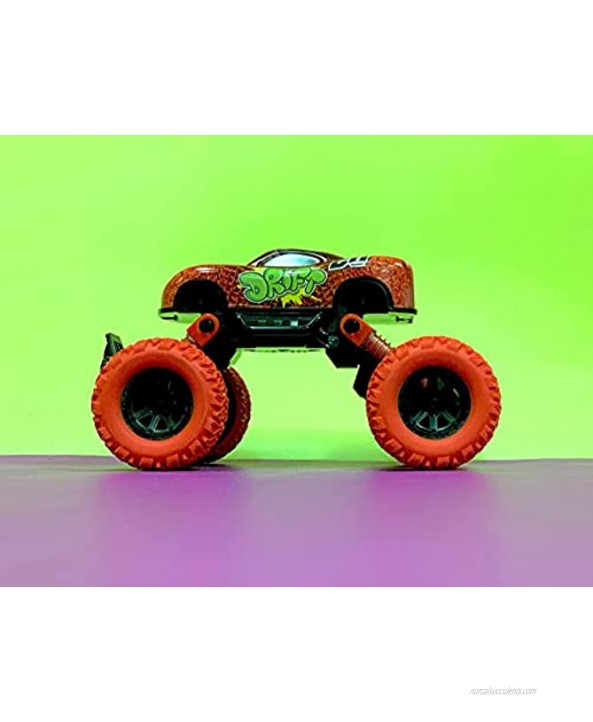 Generic Dinosaur Monster Truck | Toy Cars for Boys Girls | Pull Back 360 Degree Rotation | Friction Powered Die Cast | Neon Color for 3+ Years | Birthday Gift | Party Favors Neon Blue X-Large